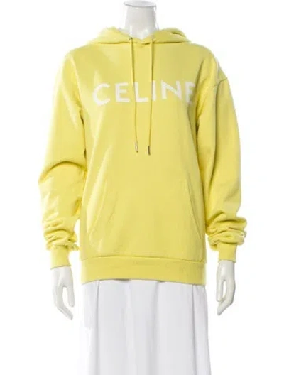 Pre-owned Celine Crew Neck Long Sleeve Hoodie In Yellow