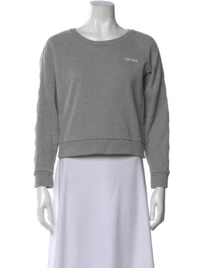Pre-owned Celine Crew Neck Long Sleeve Sweatshirt In Gray