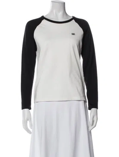 Pre-owned Celine Crew Neck Long Sleeve T-shirt In White