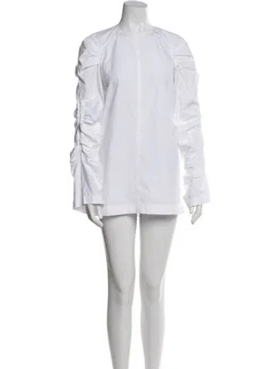 Pre-owned Celine Crew Neck Long Sleeve Tunic In White