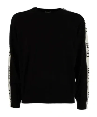 Celine Crew Neck Long-sleeved Knitwear In Black