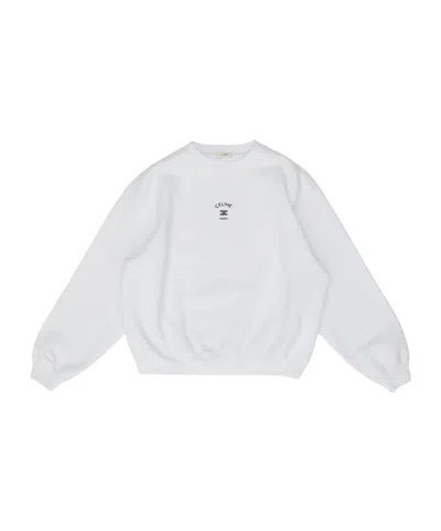 Celine Crew Neck Long-sleeved Sweatshirt In White