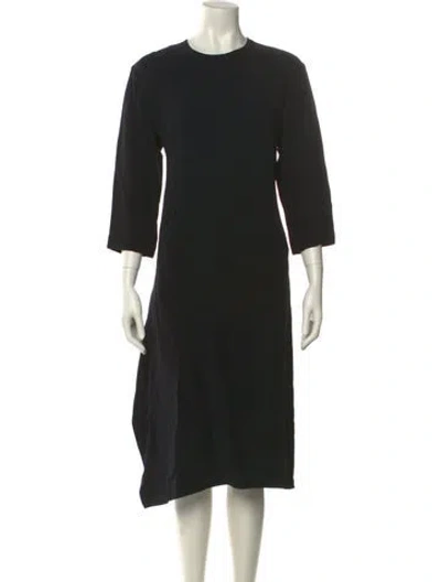 Pre-owned Celine Crew Neck Midi Length Dress In Black