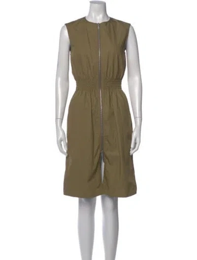 Pre-owned Celine Crew Neck Midi Length Dress In Green