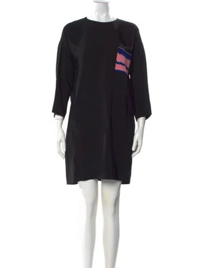 Pre-owned Celine Crew Neck Mini Dress In Black