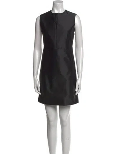 Pre-owned Celine Crew Neck Mini Dress In Black