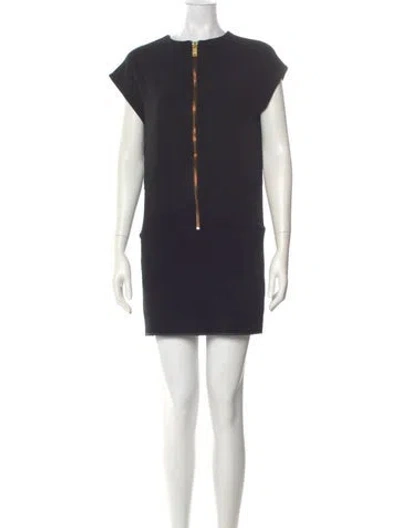 Pre-owned Celine Crew Neck Mini Dress In Black