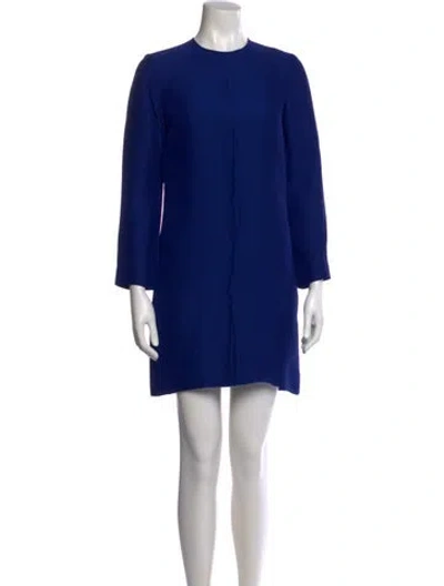 Pre-owned Celine Crew Neck Mini Dress In Blue