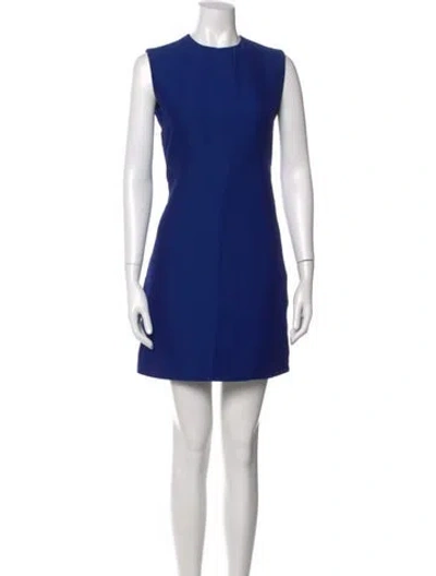 Pre-owned Celine Crew Neck Mini Dress In Blue