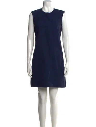 Pre-owned Celine Crew Neck Mini Dress In Blue