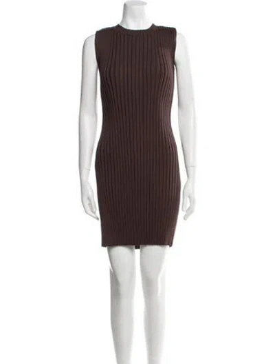 Pre-owned Celine Crew Neck Mini Dress In Brown
