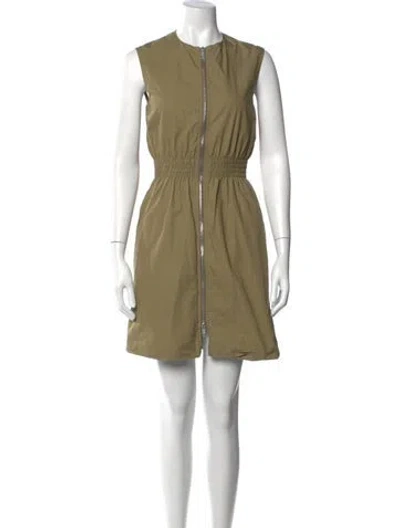 Pre-owned Celine Crew Neck Mini Dress In Green