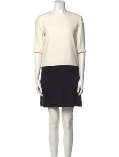 Pre-owned Celine Crew Neck Mini Dress In Neutral