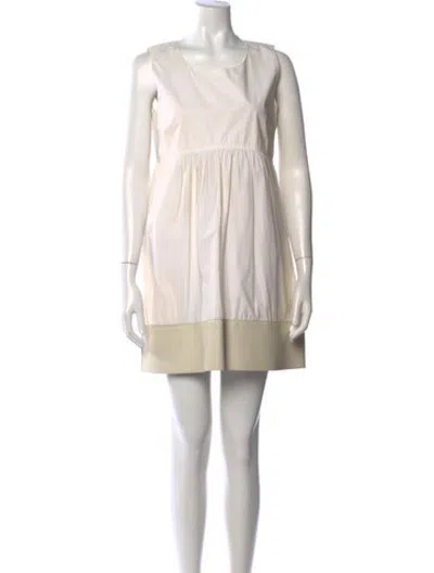 Pre-owned Celine Crew Neck Mini Dress In Neutrals