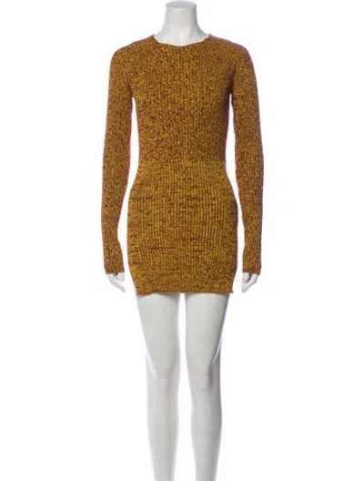 Pre-owned Celine Crew Neck Mini Dress In Yellow