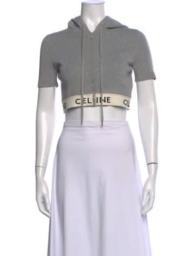 Pre-owned Celine Crew Neck Short Sleeve Hoodie In Grey