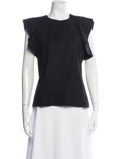 Pre-owned Celine Crew Neck Short Sleeve Top In Blue