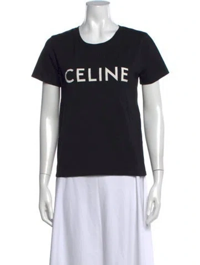 Pre-owned Celine Crew Neck Short Sleeve T-shirt In Black