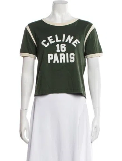 Pre-owned Celine Crew Neck Short Sleeve T-shirt In Green