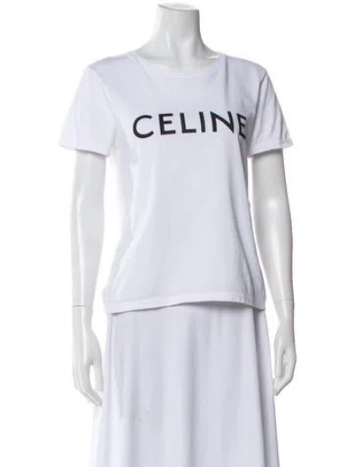 Pre-owned Celine Crew Neck Short Sleeve T-shirt In White