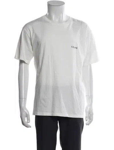 Pre-owned Celine Crew Neck Short Sleeve T-shirt In White