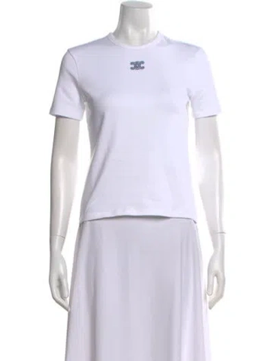 Pre-owned Celine Crew Neck Short Sleeve T-shirt In White
