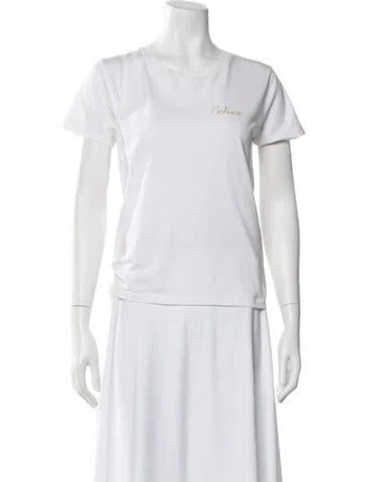 Pre-owned Celine Crew Neck Short Sleeve T-shirt In White