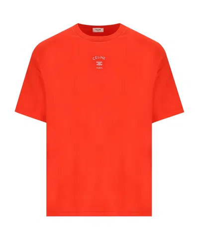 Celine Crew Neck Short-sleeved T-shirt In Red