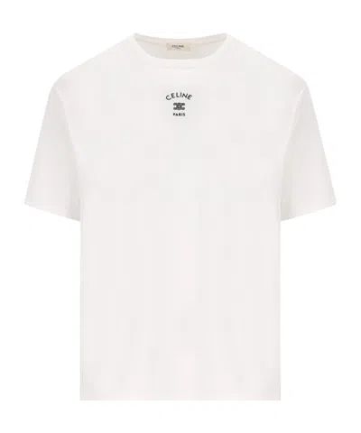 Celine Crew Neck Short-sleeved T-shirt In White