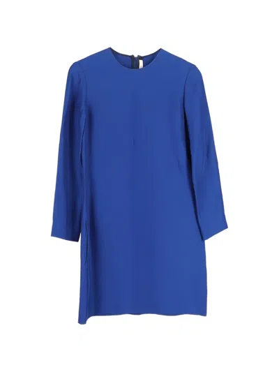 Pre-owned Celine Crew-neck Silk Mini Dress In Blue