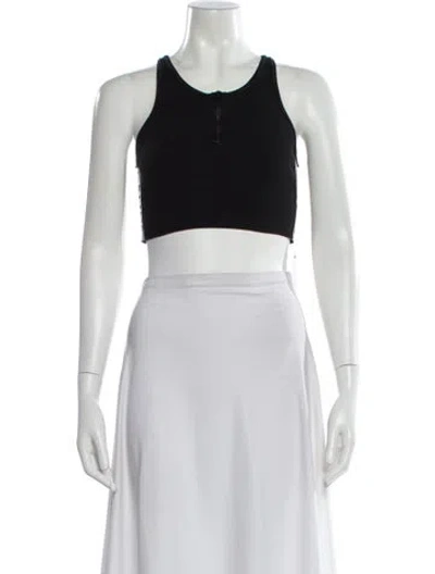 Pre-owned Celine Crew Neck Sleeveless Crop Top In Black
