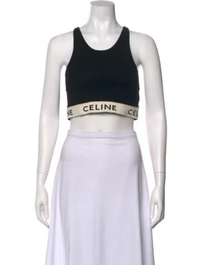 Pre-owned Celine Crew Neck Sleeveless Sports Bra In Black