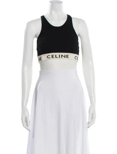Pre-owned Celine Crew Neck Sleeveless Sports Bra In Black