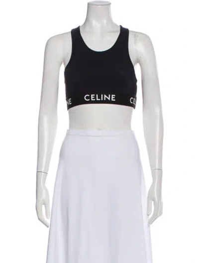 Pre-owned Celine Crew Neck Sleeveless Sports Bra In Black