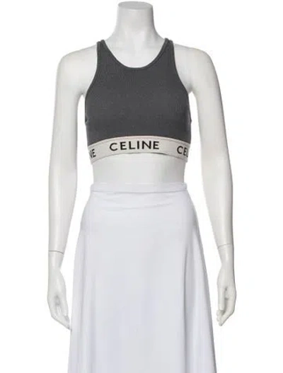 Pre-owned Celine Crew Neck Sleeveless Sports Bra In Black