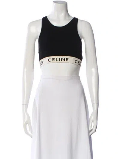 Pre-owned Celine Crew Neck Sleeveless Sports Bra In Black
