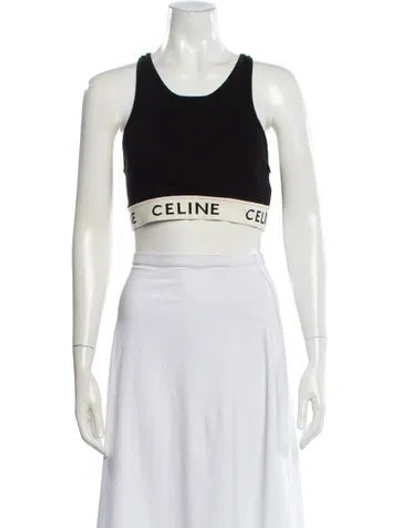 Pre-owned Celine Crew Neck Sleeveless Sports Bra In Black
