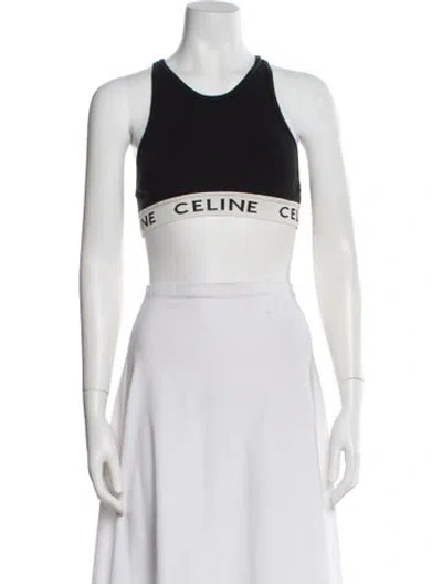 Pre-owned Celine Crew Neck Sleeveless Sports Bra In Black