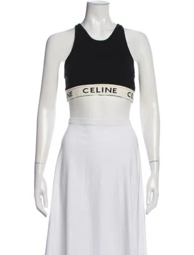 Pre-owned Celine Crew Neck Sleeveless Sports Bra In Black