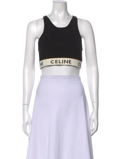 Pre-owned Celine Crew Neck Sleeveless Sports Bra In Black
