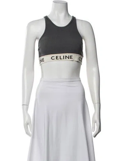 Pre-owned Celine Crew Neck Sleeveless Sports Bra In Black