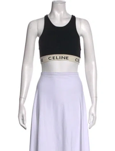 Pre-owned Celine Crew Neck Sleeveless Sports Bra In Black
