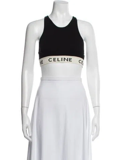 Pre-owned Celine Crew Neck Sleeveless Sports Bra In Black