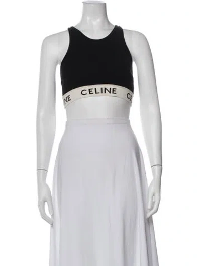 Pre-owned Celine Crew Neck Sleeveless Sports Bra In Black