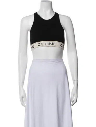 Pre-owned Celine Crew Neck Sleeveless Sports Bra In Black