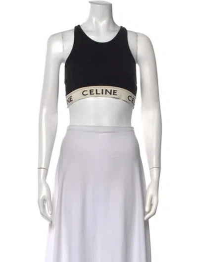 Pre-owned Celine Crew Neck Sleeveless Sports Bra In Black
