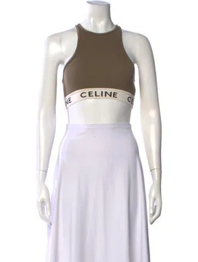 Pre-owned Celine Crew Neck Sleeveless Sports Bra In Brown
