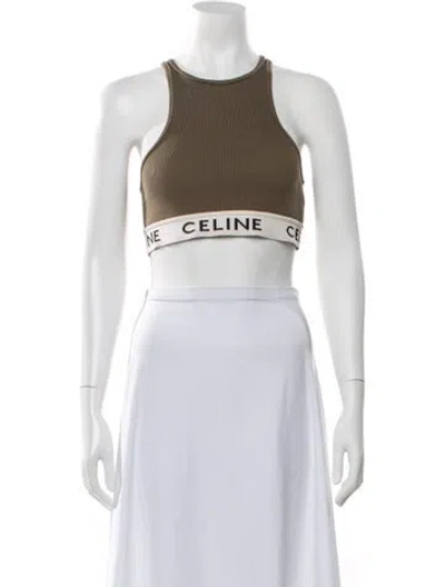 Pre-owned Celine Crew Neck Sleeveless Sports Bra In Grey