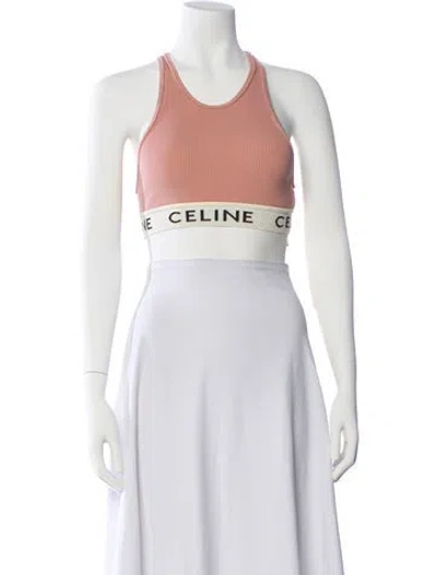 Pre-owned Celine Crew Neck Sleeveless Sports Bra In Pink
