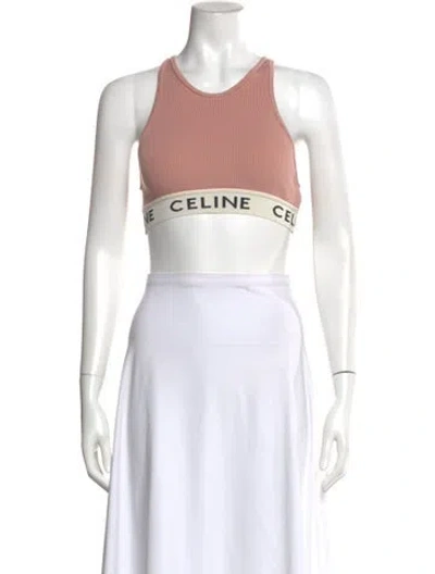 Pre-owned Celine Crew Neck Sleeveless Sports Bra In Pink